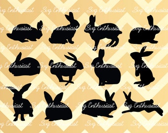Bunny silhouette bundle SVG, Rabbit SVG, Bunny SVG, Baby rabbit Svg, Easter bunny Svg, png, eps, Dxf, Cut Files, Clip Art, Print, Svg,