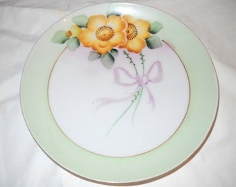 Antique Meito China, Japan, Hand Painted, JONROTH Studios, 6 Inch Diameter Bread Plate, Collectible, Porcelain, 1900's