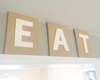 Burlap EAT Sign
