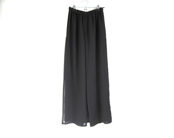 90s Wide Leg Pants With Sheer Panel Overlay, 90s Palazzo Pants, Sheer Panels, 90s Fashion, Boho, Witch, Coachella