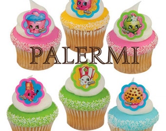 Shopkins Cupcake Toppers Plastic Rings, Shopkins Party Favors
