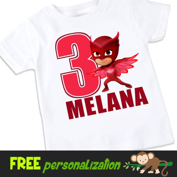 Pj Masks Owlette Personalized Birthday Tshirt By Swingnmonkeez