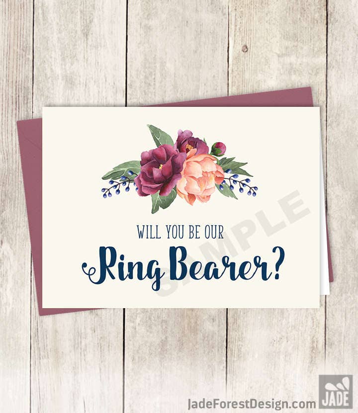 Will You Be Our Ring Bearer Card DIY Printable Burgundy