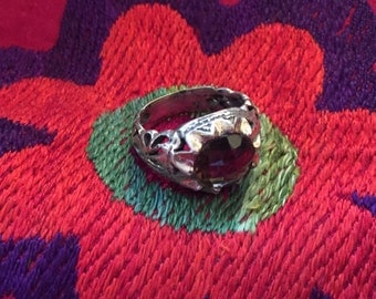 Vintage Ring...Smokey Topaz Ring...Sterling Silver Ring...Handcrafted...Vintage...Hippie...Birthstone...Gift...Vintage Shop...LV117