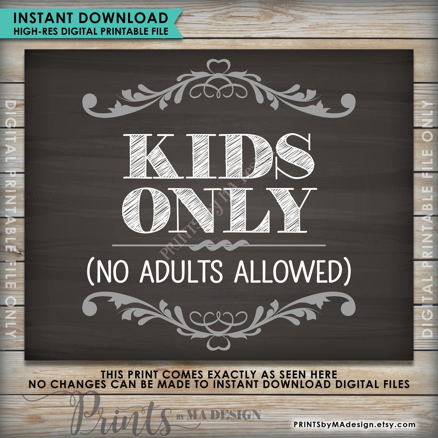 Kids Table Sign, Kids Only No Adults, Kids Table Wedding Sign