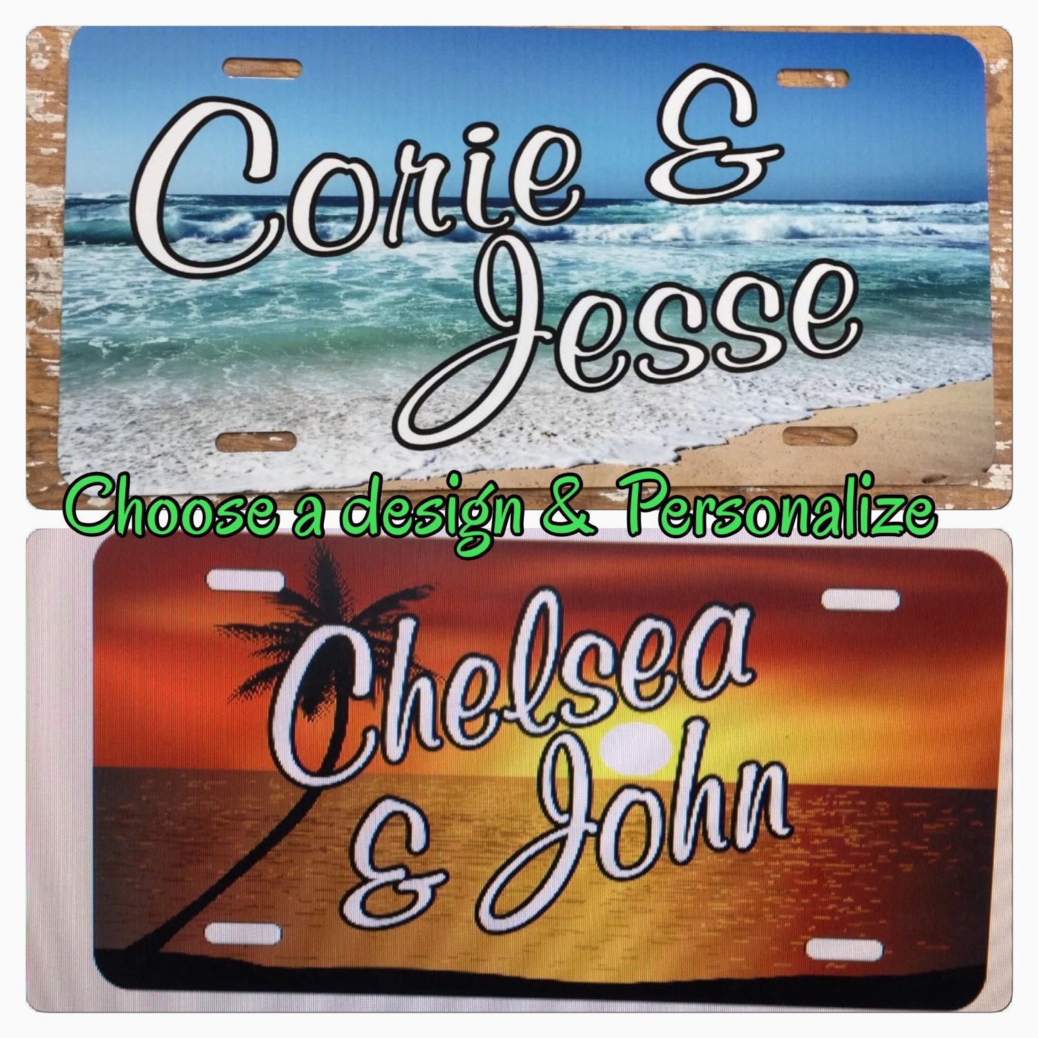 Personalized beach license plate sunset license plate beach