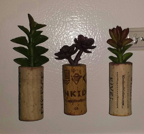 Wine Cork Planter Set of 3Faux by KraftyKarens32 on Etsy