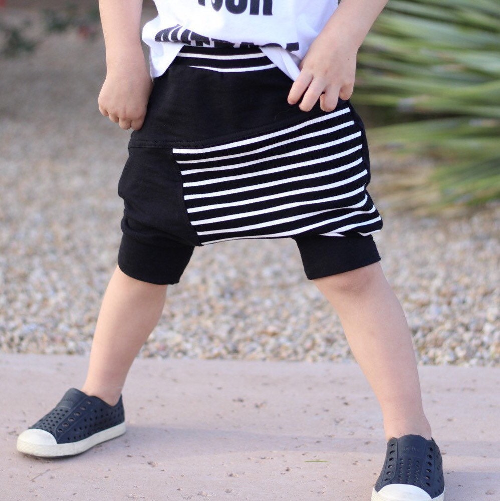 Black toddler harem shorts / Hipster baby boy by PoshKiddosapparel