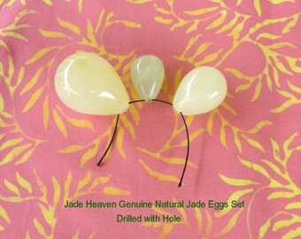 Womens Wellness Sale-Set 3 Jade Yoni Eggs for Women Kegel Exercise Pelvic Health Drilled with Hole