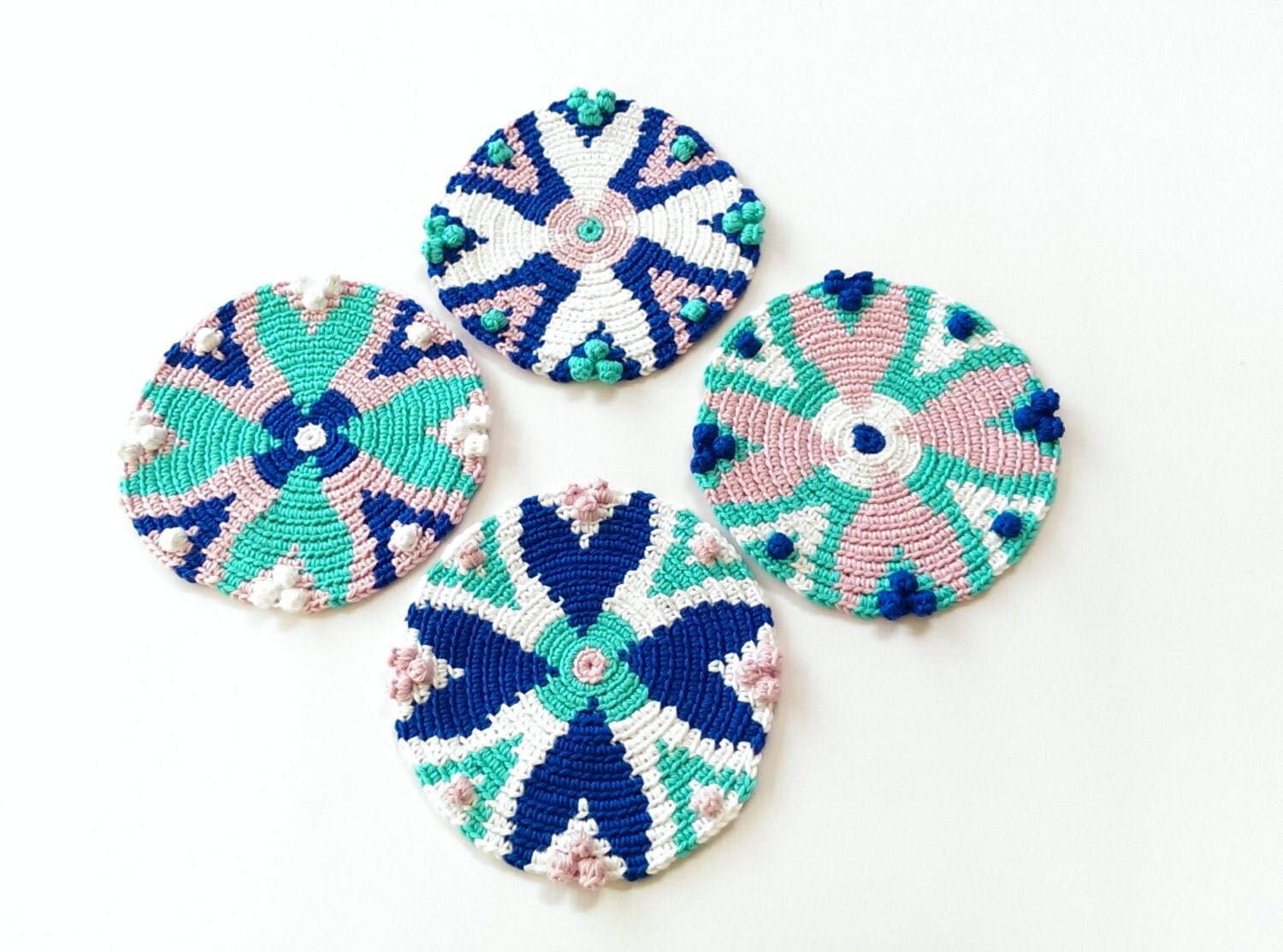Tapestry crochet pattern coaster Snowdrops by Atelier Sopra