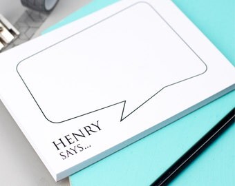 Speech Bubble Notepad - Classic Design - Personalised Notepad - Personalised Stationery - Note Card