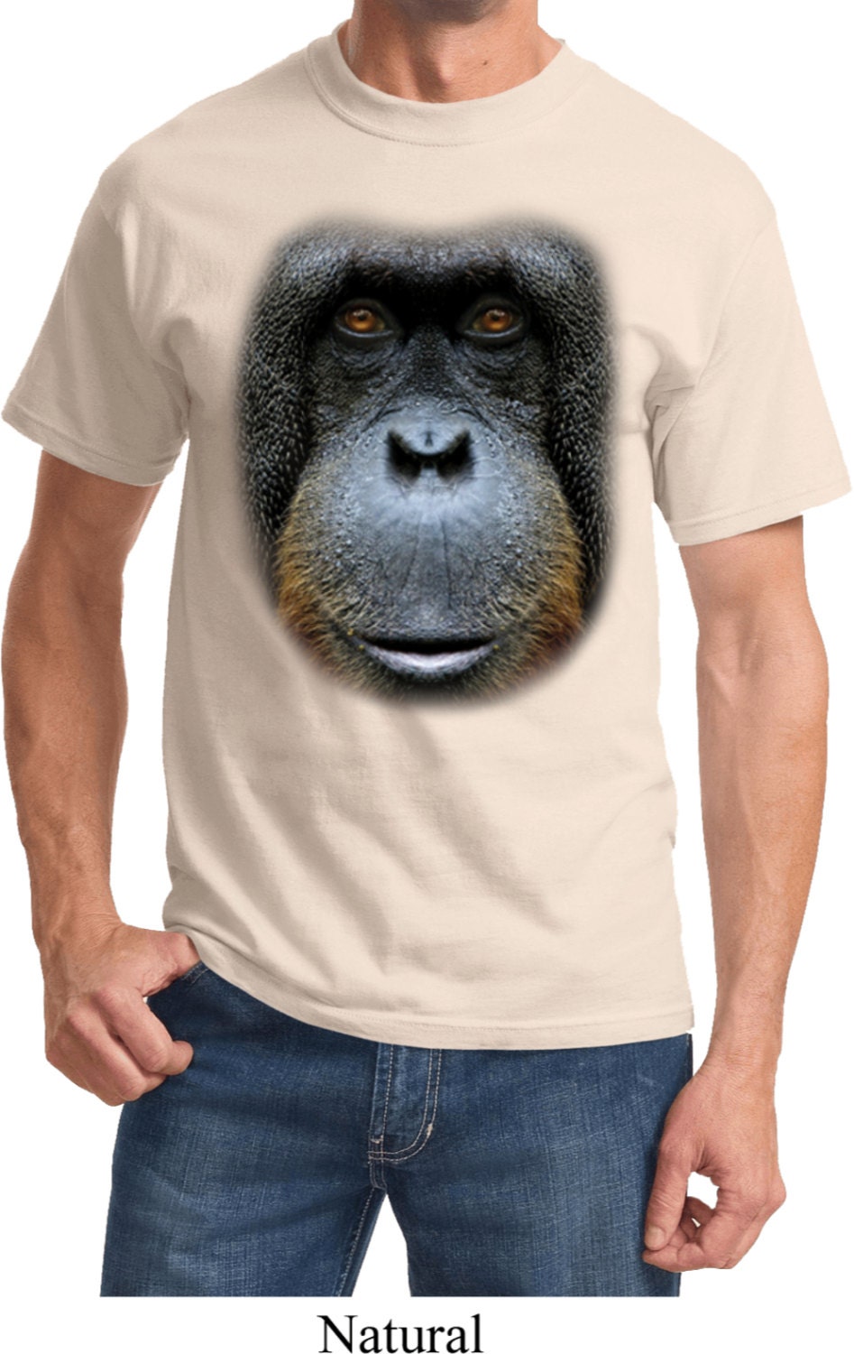 Men's Funny Shirt Big Orangutan Face Tee T-Shirt