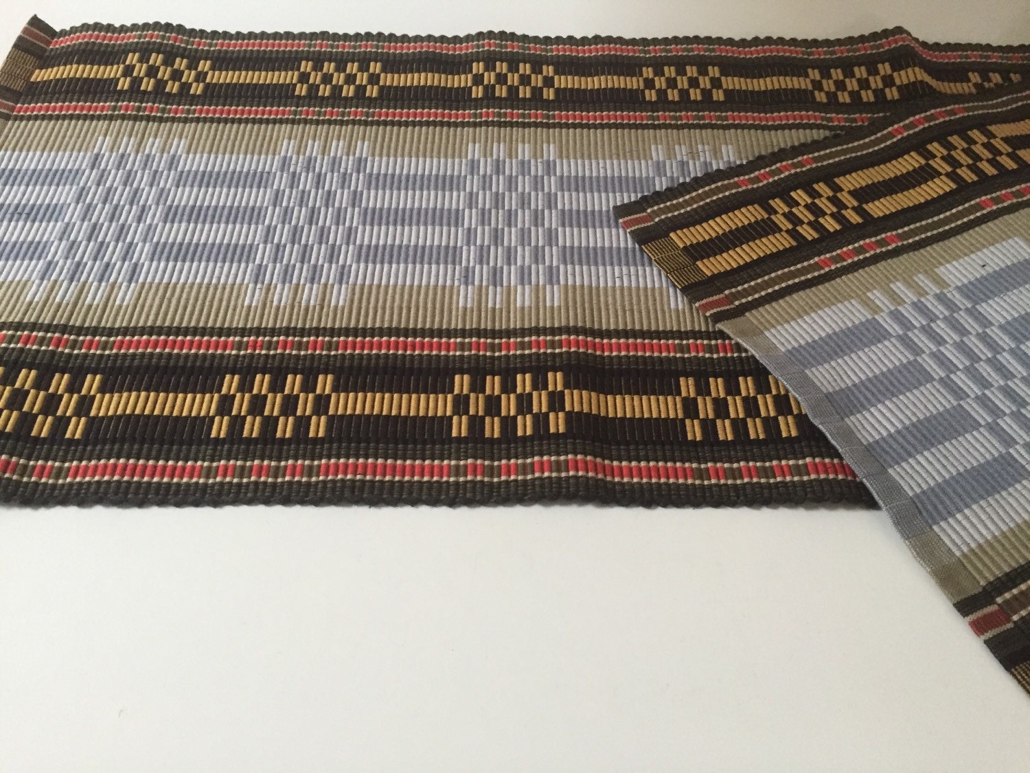 Vintage Swedish hand woven table runner / Hand loomed runner