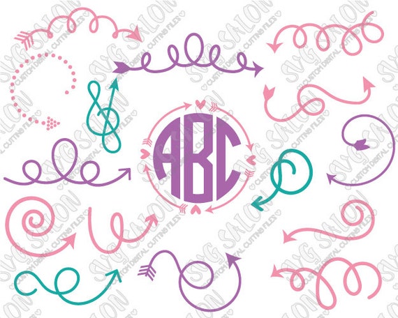 Download Hand Drawn Curly Flourish Arrow and Circle Heart by SVGSalon