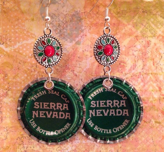 Upcycled Sierra Nevada Beer Cap Earrings beerings recycled