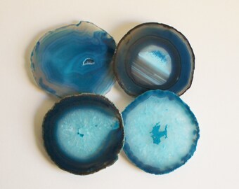 Agate Coasters, Teal, Set of 4