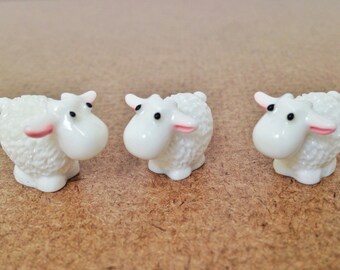 3 pcs Mini Sheep Figurines, Terrarium, Fairy Garden, Art Supply