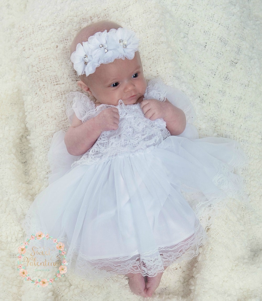 Flower Girl dressbaptism dress White lace dress baby girl