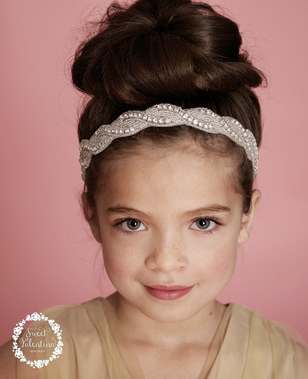 Flower Girl Headband Rhinestone Headband Bridal Headband