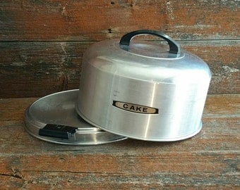 Vintage Kromex Aluminum Cake Carrier, Vintage Cake Keeper, Cake Server, Vintage Cake Saver