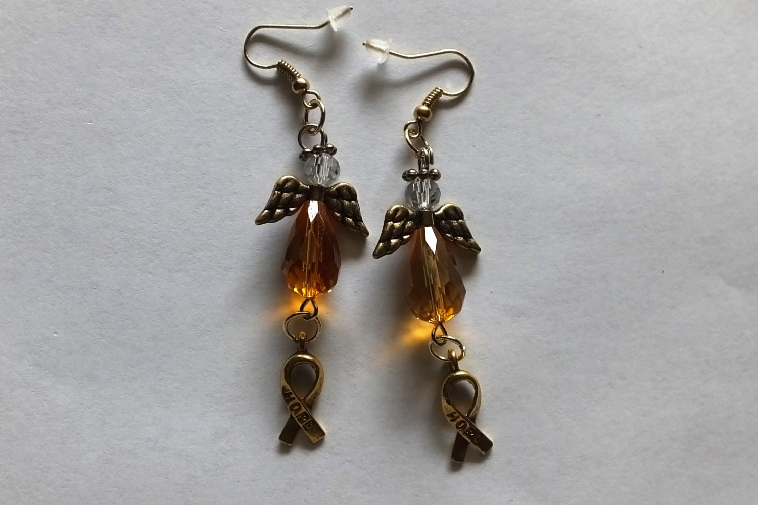 Crystal Angel Drop Earrings with Gold by BlingItOutLoudCharms