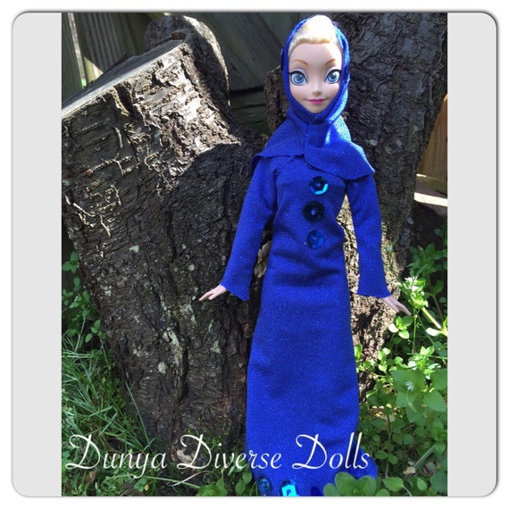 Hijab Elsa Frozen blue doll outfit