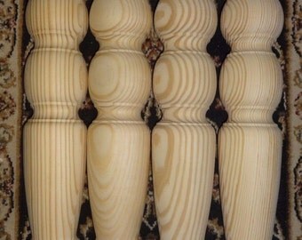 Genuine hand turned cottage farm table legs 4" x 4" x 29" southern hard pine