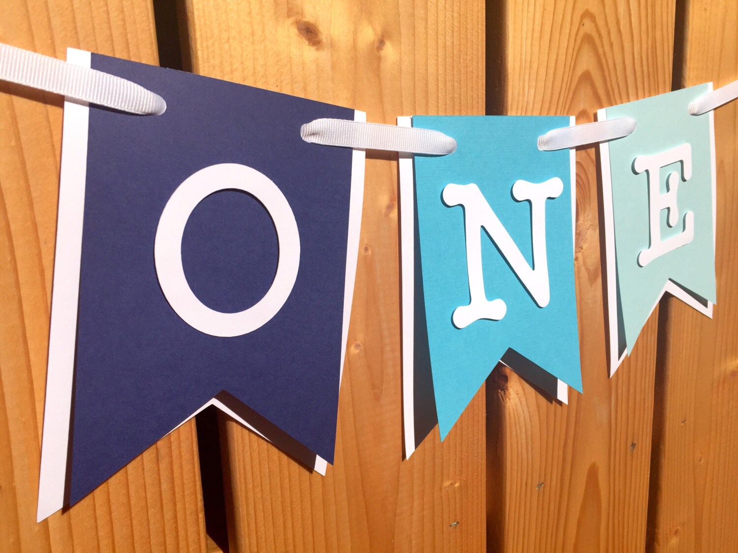 High Chair Banner
 custom blue ombre ONE high chair banner birthday banner