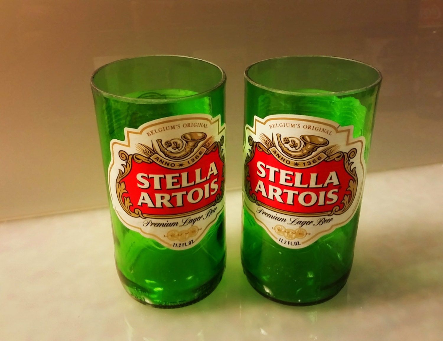 Stella Artois Beer Bottle Drinking Glass Set of 2
