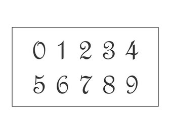 Number Stencil #113 - Numbers 0 to 9 - Great for signs and pillows, table numbers and mailboxes - 3 sizes available