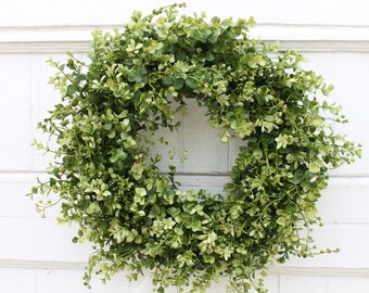 Boxwood Wreath, Farmhouse Decor, Front Door Wreath, Green Wreath, Year Round Wreath, Outdoor Wreath, Everyday Wreath, Wedding Wreath, Wreath