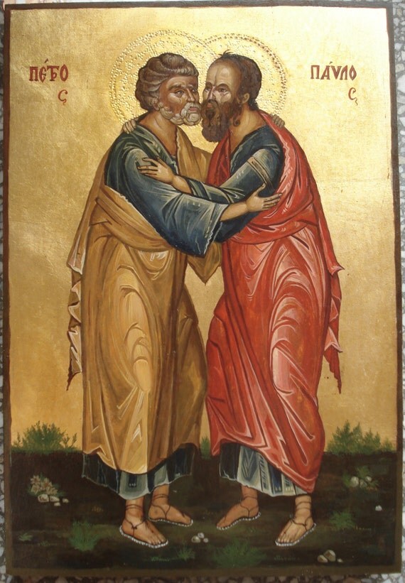 Handpainted Orthodox icon of Saint Peter and