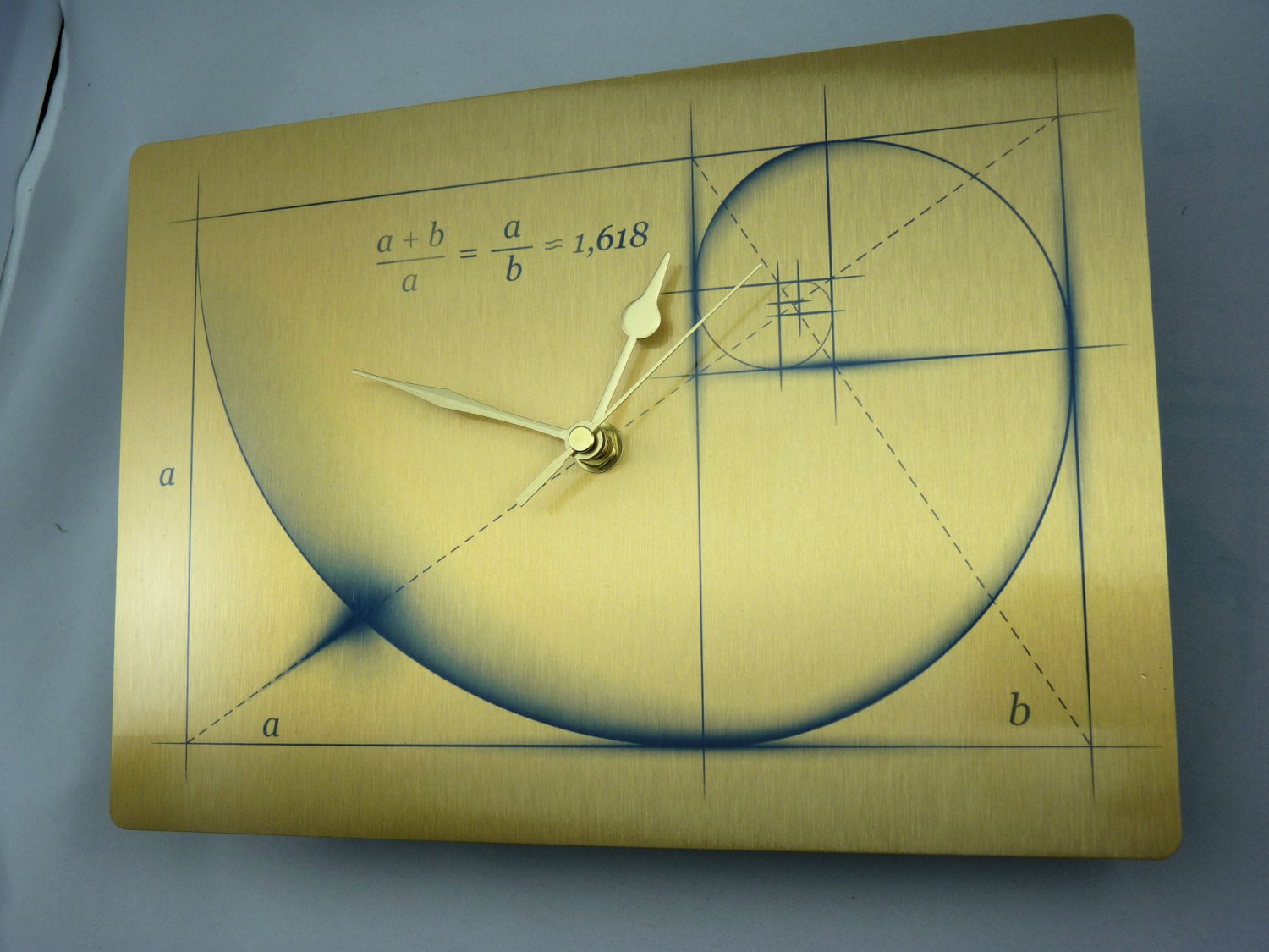 Fibonacci Golden Ratio Wall Clock Sacred Geometry on Brushed
