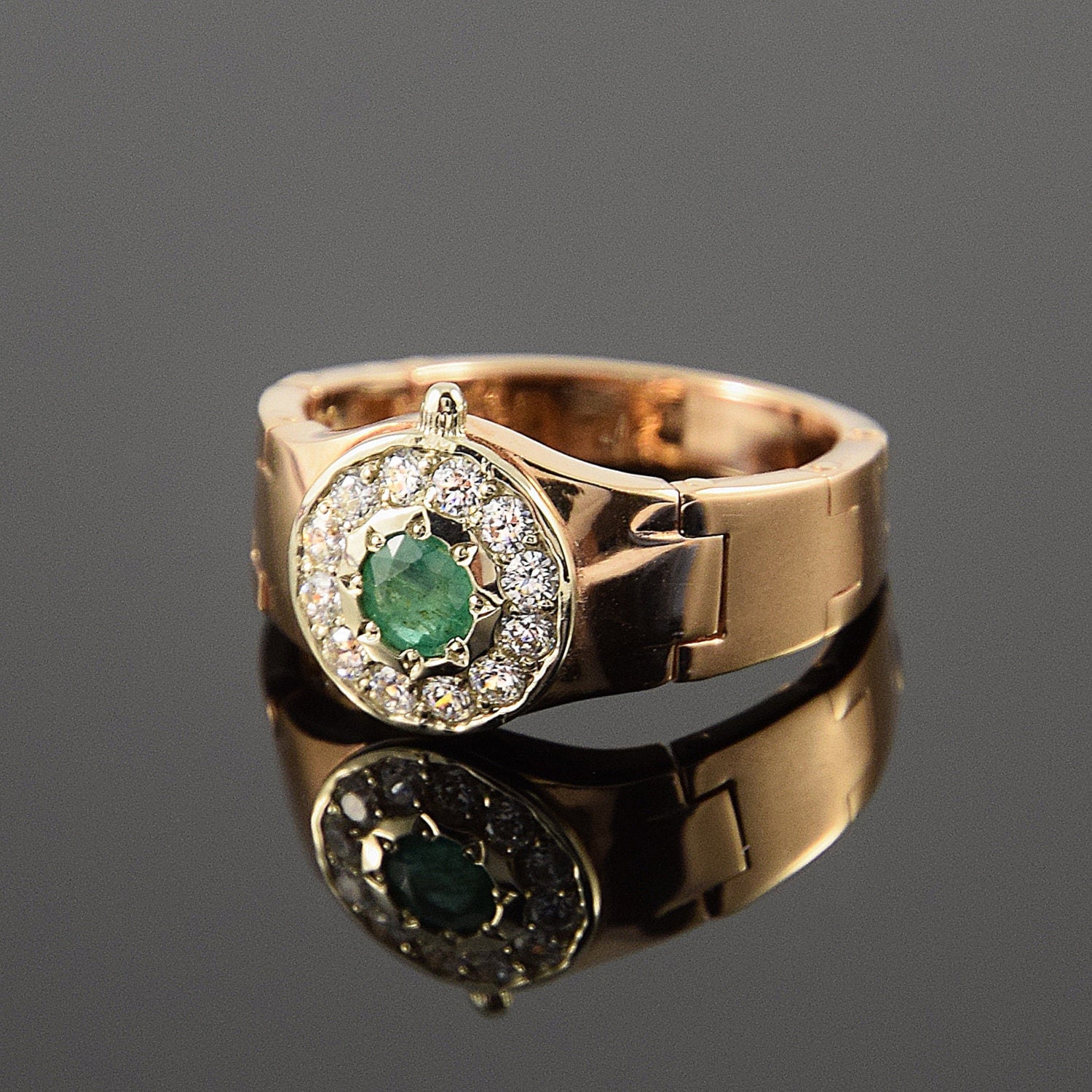 Emerald men ring Gold ring men Unique men ring Fashion ring