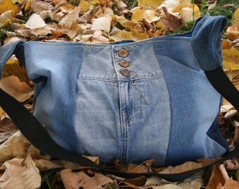 Big crossbody bag, denim handbag, Recycled Jeans bag, Denim crossbody bag, Hippie Boho bag