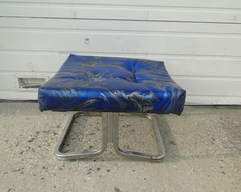 vintage mid century tie dyed marbleized foot stool Ottoman stool