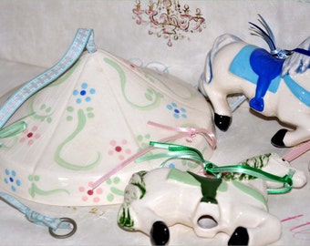 Vintage Ceramic Carousel Horse Crib Mobile, Baby Crib Mobile, Horse Mobile, Hanging Horse Mobile, Carousel Horse Mobile, Baby Mobile