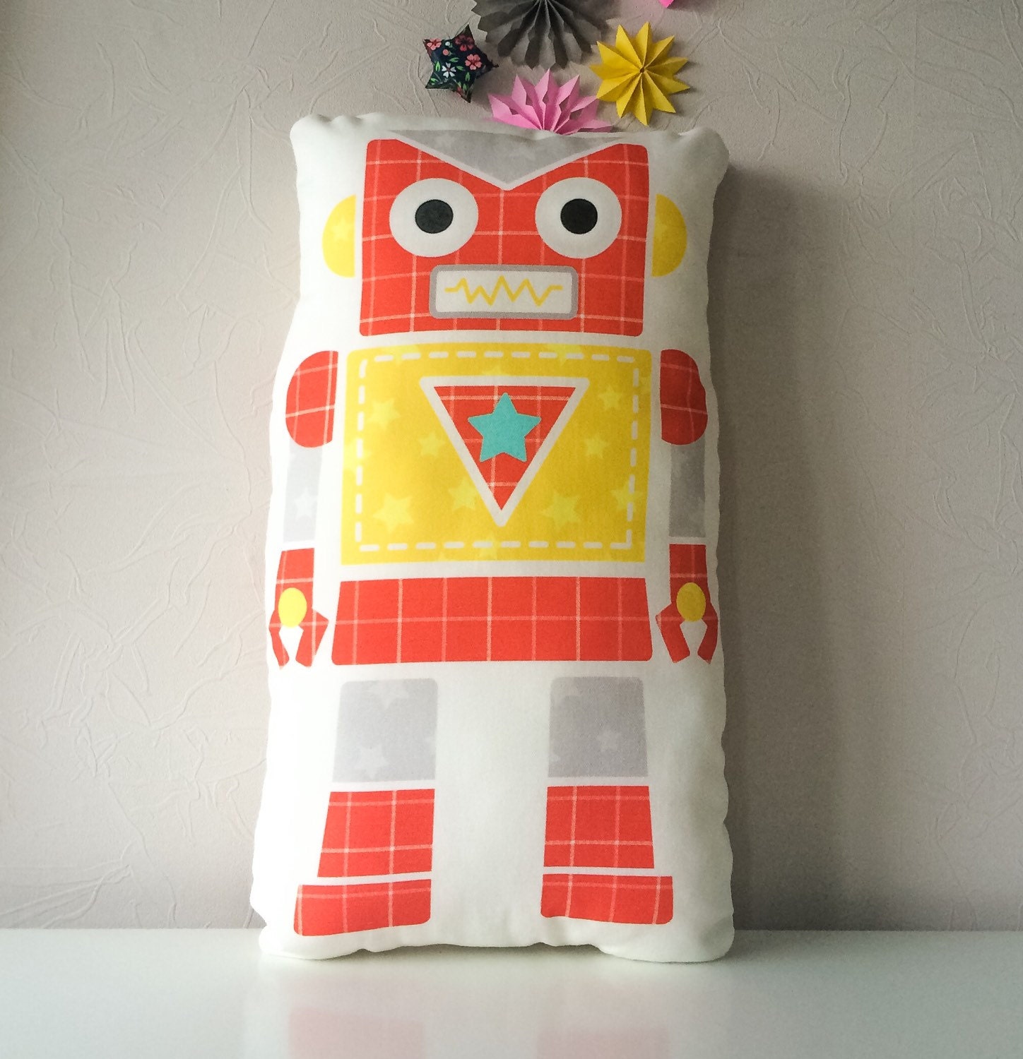 Robot pillow decorative pillows kids pillow robot by BeTheOriginal