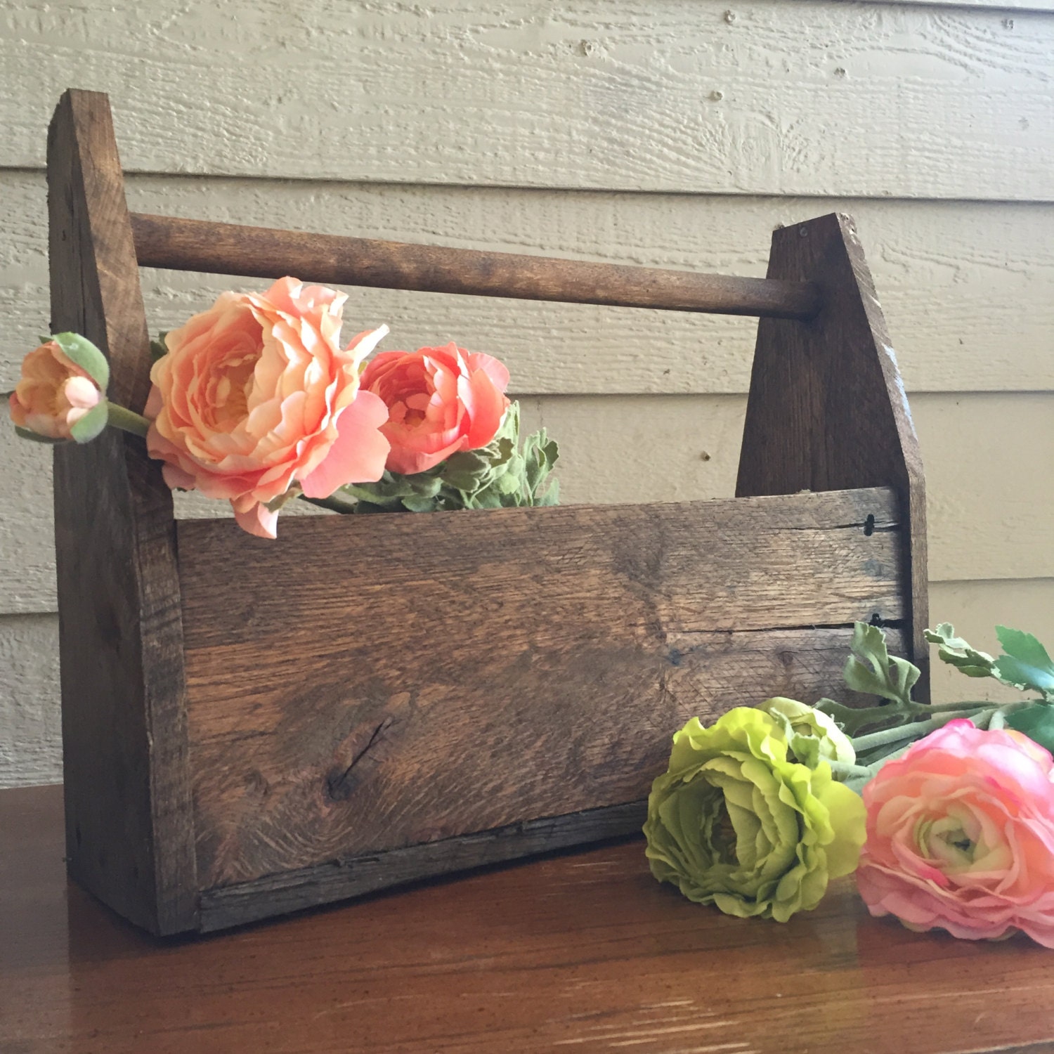 Wood Toolbox Home Garden or Wedding Centerpiece