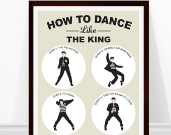Elvis Art, Elvis Presley Print, Elvis Illustration, Elvis Poster, Jailhouse Rock Dance, How to dance like the king