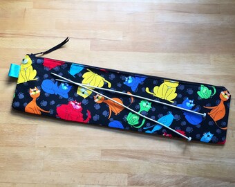 Knitting needle case, cat knitting needle bag, knitting pin bag, knitting needle case, large knitting needle case, knitting gift, cat gift,
