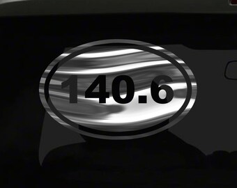 140.6 Sticker Ironman Triathlon euro oval shape all chrome and regular vinyl color choices