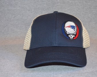 New England Grateful Dead --Steal Your Patriots on Pacific Blue color Trucker Hat ----FREE Shipping----