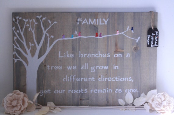 Items similar to Wooden Wall Art - Family - Like Branches on a Tree - Family Sign - Birds ...