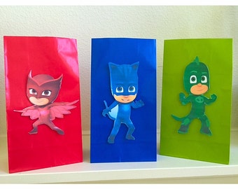 12 Pj Masks 3 characters party bags- Pj Masks party favors- Pj Masks treat bags - Pj Masks gift bags- Pj Masks Birthday-Pj Masks theme Party