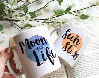 Game Of Thrones Inspired Mug Gift Set - Khaleesi and Drogo themed mugs - Moon - Sun and Stars