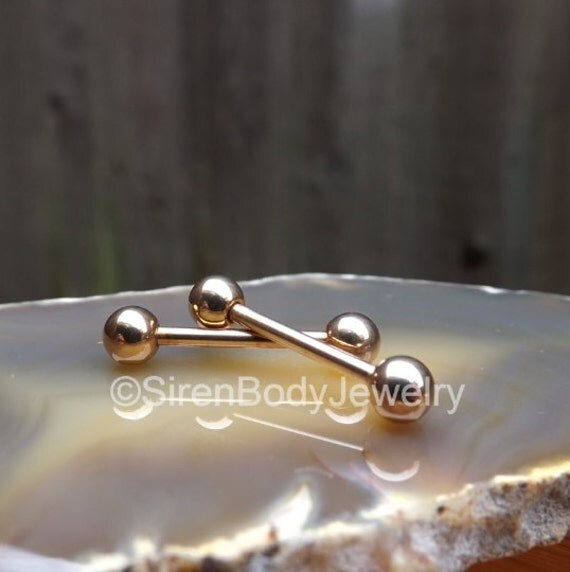 16g Nipple rings piercing barbells 1/2 rose by SirenBodyJewelry