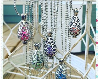 Essential Oil Diffuser Necklace Antique Silver 16"-24" Ball Chain With 7 Different Colored Clay Aroma Beads Aromatherapy Life EsSCENTials