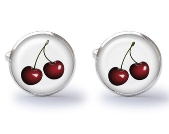 Cherry Cufflinks - Bing Cherries - Cherries Cuff Links (Pair) Lifetime Guarantee