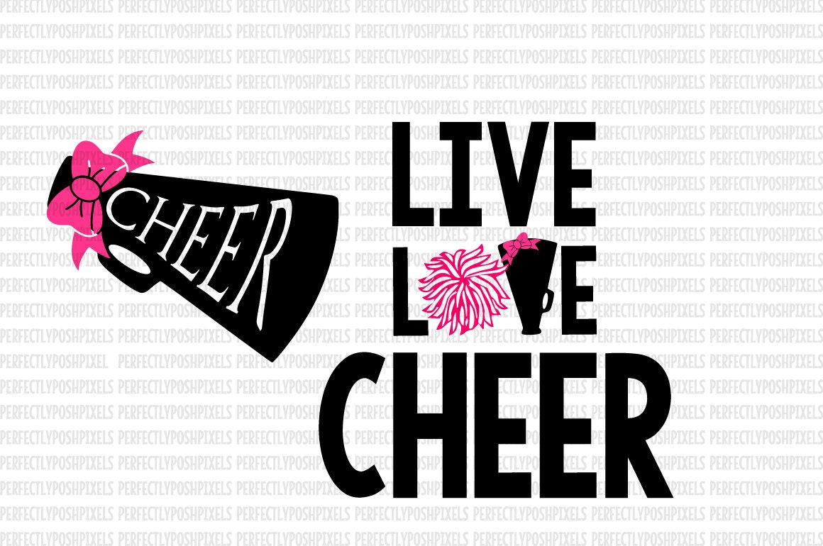 Live Love Cheer SVG Cheerleader Sports Megaphone Cricut Design